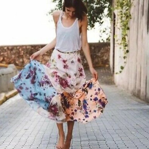 Free People Shakedown Town Maxi Skirt Tea Combo 4 - Picture 1 of 14